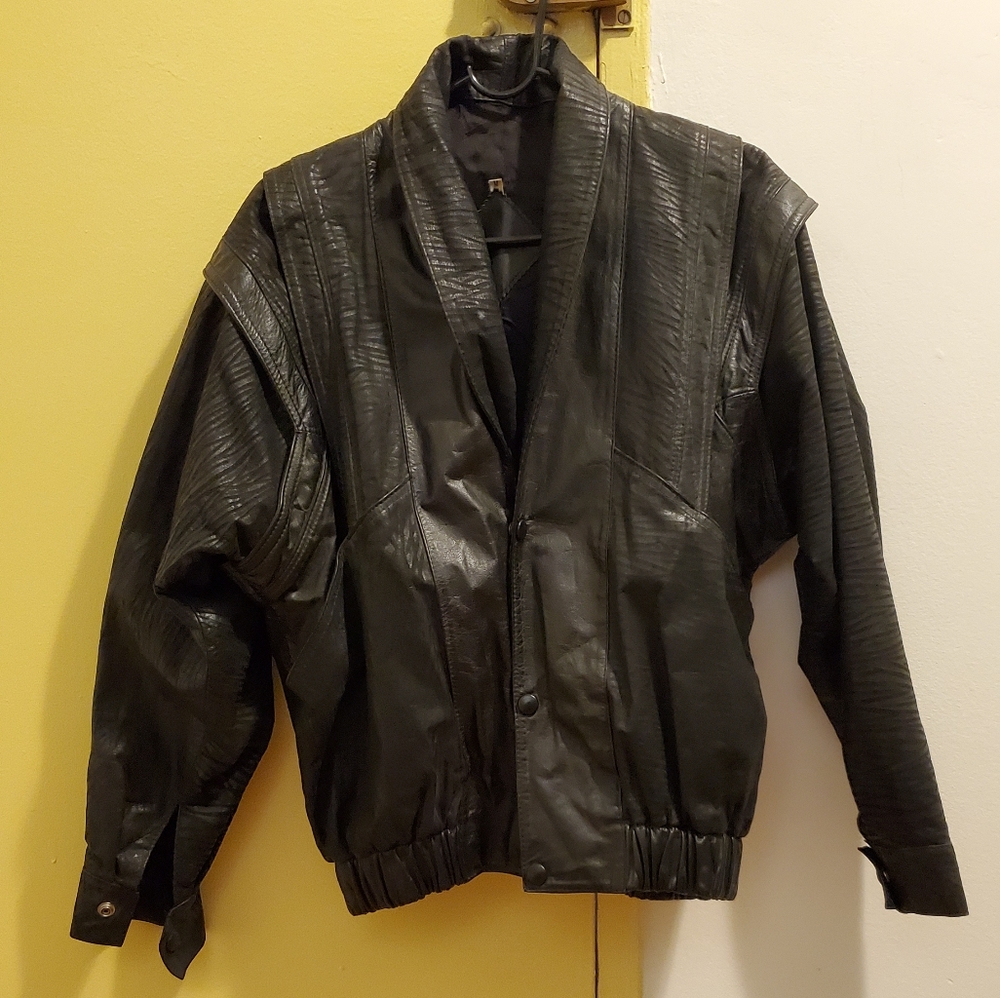 Vintage 80's Genuine Black Leather Jacket